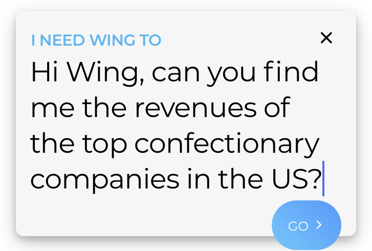 Using Wing helped me simplify my research into the confectionary industry